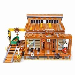 Old Fish House Shipyard Boat PANGU PG 12004 Ideas Creator Street View Building Blocks Kids Toy