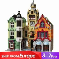 JIESTAR 89103 Clock Tower Square City Street View Ideas Creator Modular Building Blocks Kids Toys