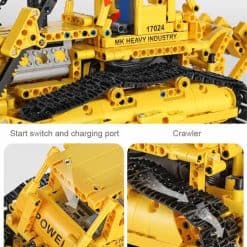 Mould King 17024 Bulldozer Caterpillar D8K Technic MOC-74666 Remote Control 1003Pcs Building Blocks Bricks Kids Toy Mould King 17027 Bulldozer Caterpillar D8K MOC 74666 Construction Vehicle Technic Remote Control Building Blocks Kids Toys
