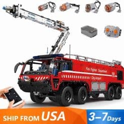 Mould King 19004 Airport Crash Tender Pneumatic Rescue Vehicle Technic MOC 446 Building Blocks Kids Toy