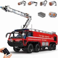 Mould King 19004 Airport Crash Tender Pneumatic Rescue Vehicle Technic MOC 446 Building Blocks Kids Toy