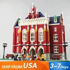 Jiestar 89123 Red Brick University City Street View Ideas Creator Modular Building Blocks Kids Toys