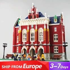 Jiestar 89123 Red Brick University City Street View Ideas Creator Modular Building Blocks Kids Toys