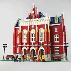 Jiestar 89123 Red Brick University City Street View Ideas Creator Modular Building Blocks Kids Toys