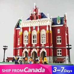Jiestar 89123 Red Brick University City Street View Ideas Creator Modular Building Blocks Kids Toys
