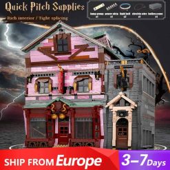 Mould King 16039 Harry Potter Quick Pitch Supplies Quidditch Shop With Lights Building Blocks Bricks Kids Toy