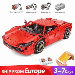 Mould King 13048 Red Ferrari 488 Technic Super Car with RC MOC-1767 Building Blocks