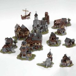 Medieval City MOC-78113 Town Expansion Architecture Townhall Modular Building Blocks Kids Toy