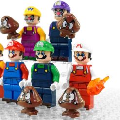 Super Mario Bros 12 Brick Figures Collection Goombas Mario Luigi Wario Kids Toy Super Mario Bros Minifigures Goombas Mario Luigi Wario Kids Toy