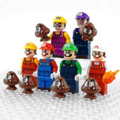 Super Mario Bros 12 Brick Figures Collection Goombas Mario Luigi Wario Kids Toy Super Mario Bros Minifigures Goombas Mario Luigi Wario Kids Toy