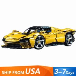 Ferrari Daytona Yellow SP3 8:1 43143 Technic Super Sports Race Car Hyper Car Building Blocks Kids Toy