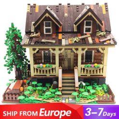 Funwhole Wood Cabin FH9001 With Lights Nova Town City Creator Modular Building Blocks