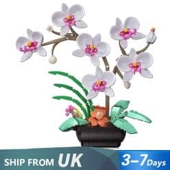 White Orchid Flower JAKI JK29012 Phalaenopsis Ideas Creator Botanical Building Blocks Kids Toy