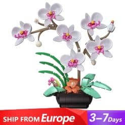 White Orchid Flower JAKI JK29012 Phalaenopsis Ideas Creator Botanical Building Blocks Kids Toy
