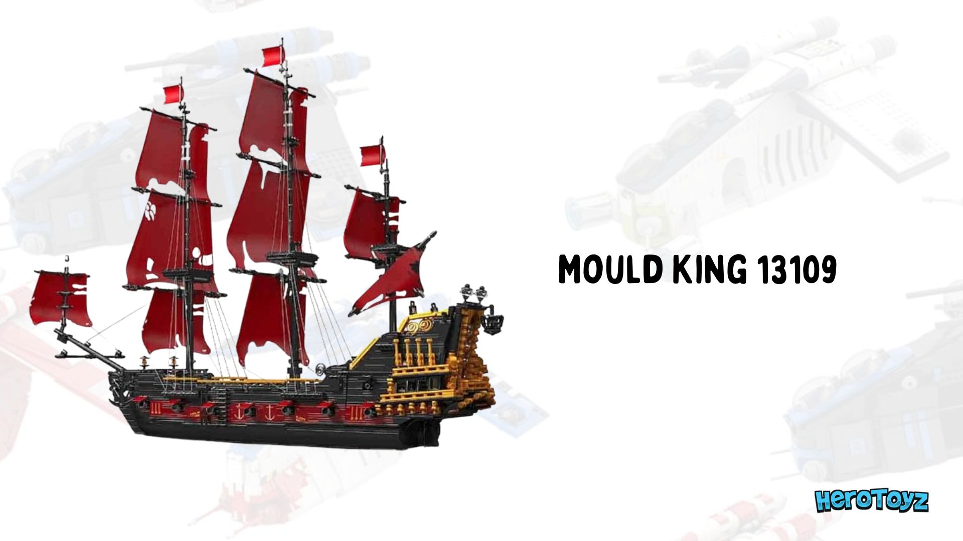 Mould King 13109 Queen Anne's Revenge Pirate Ship Toy Is A Treasure Trove For Your Young Builders. Pirate Ship Toy