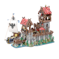 Wolfpack Tower and Medieval Ship MOC 136695 Castle Architecture Townhall 4916Pcs Building Blocks Kids Toy Wolfpack Tower & Medieval Ship MOC 136695 Classic Castle