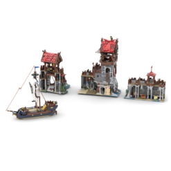 Wolfpack Tower and Medieval Ship MOC 136695 Castle Architecture Townhall 4916Pcs Building Blocks Kids Toy Wolfpack Tower & Medieval Ship MOC 136695 Classic Castle