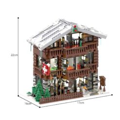 Winter Village Swiss Restaurant And Hotel MOC 91029 Medieval Architecture 2231Pcs Building Blocks Kids Toy Winter Village Swiss Restaurant And Hotel MOC 91029