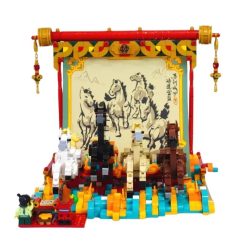 Galloping Horses Canvas 80119 Spring Festival 1650Pcs Building Blocks Kids Toy Galloping Horses Canvas 80119