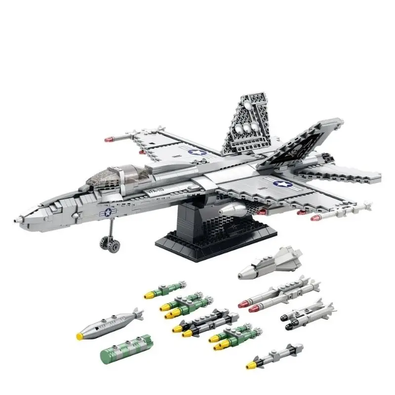 ReoBrix 33022 F-18 Hornet Strike Fighter Jet 1384Pcs Building Blocks Kids Toy ReoBrix 33022 F-18 Hornet Strike Fighter